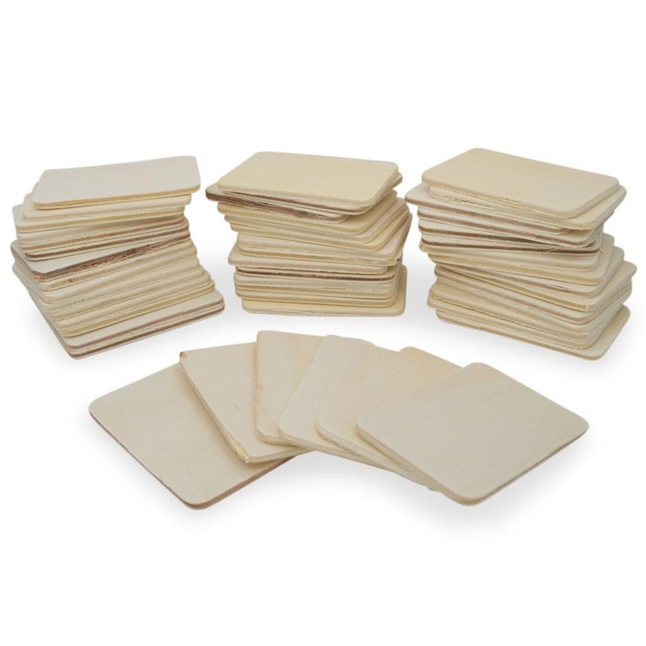 50 Unfinished Wooden Shapes Craft Cutouts DIY Unpainted Plaques 2.25 Inches